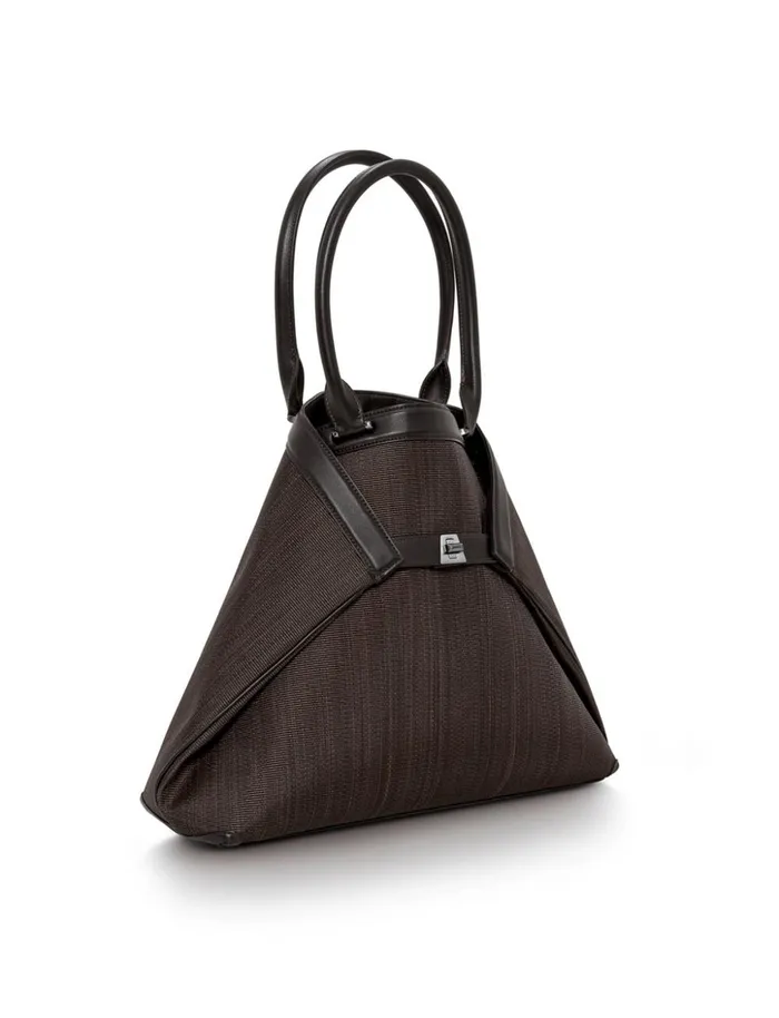 Medium Handbag In Horsehair And Graphite Colored Hardware With Smartphone Pocket Mocca Women Akris Top Handle Bags