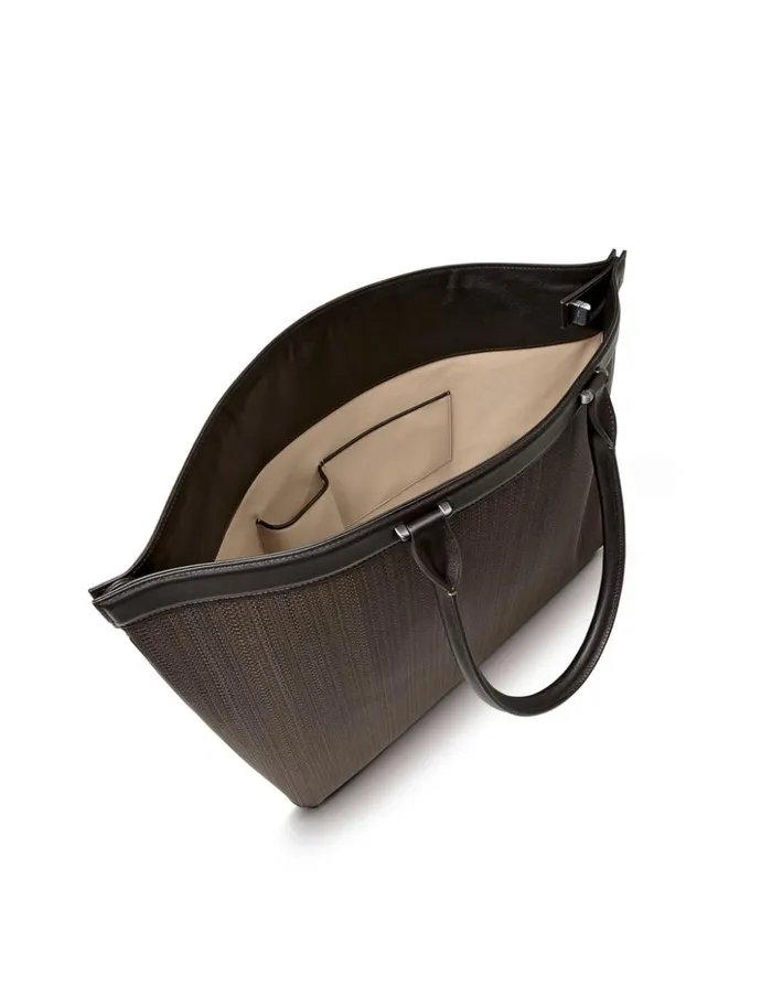 Medium Handbag In Horsehair And Graphite Colored Hardware With Smartphone Pocket Mocca Women Akris Top Handle Bags