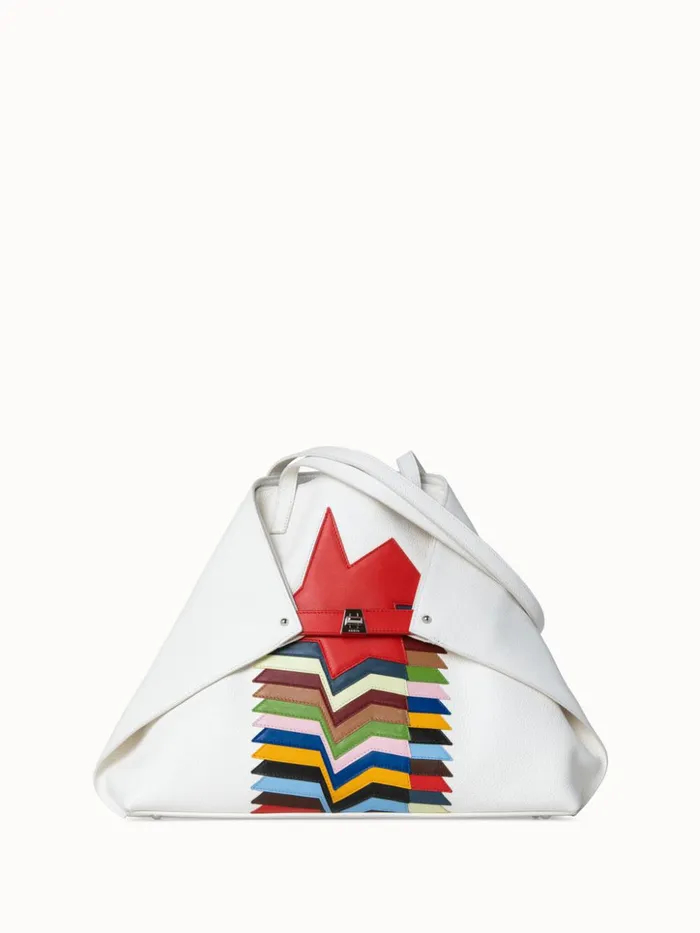 Medium Leather Shoulder Bag In Layered Kinderstern Patchwork Multicolor Women Akris Tote Bags