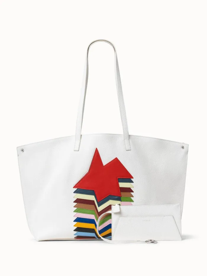 Medium Leather Shoulder Bag In Layered Kinderstern Patchwork Multicolor Women Akris Tote Bags