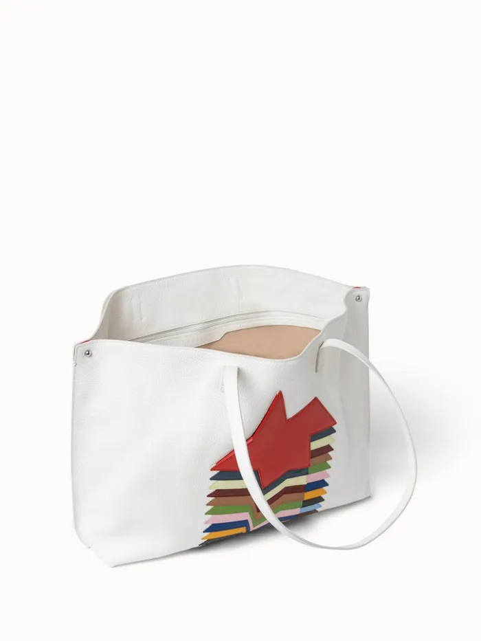 Medium Leather Shoulder Bag In Layered Kinderstern Patchwork Multicolor Women Akris Tote Bags