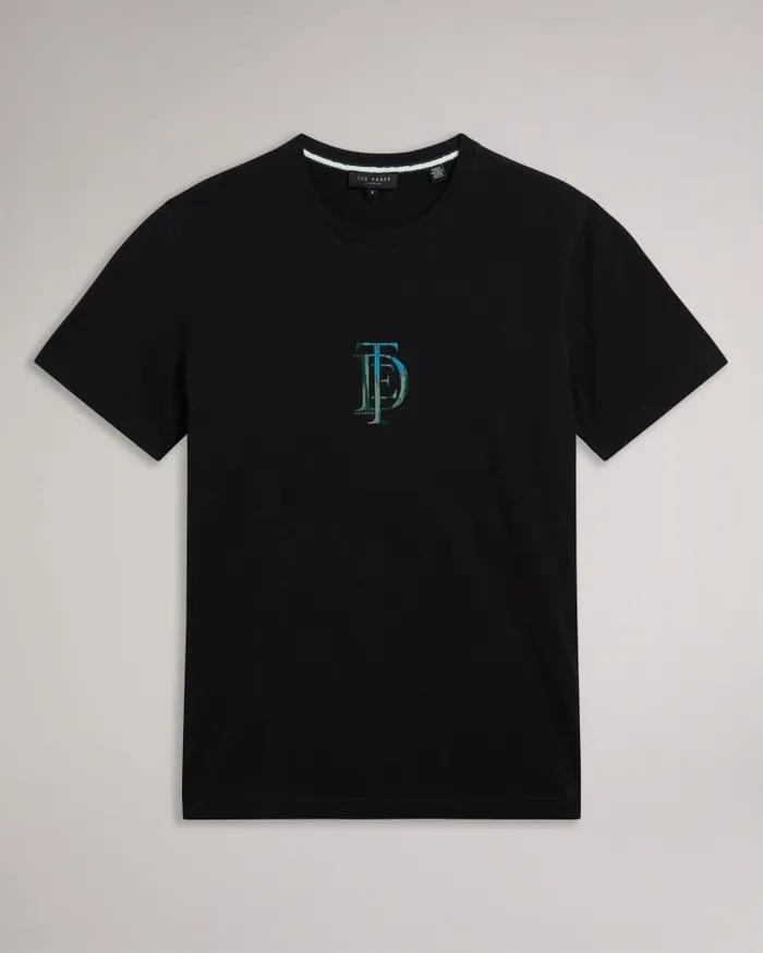 Men ACHRAM 8211 Short Sleeve Regular Fit Logo TShirt Black Ted Baker Tops