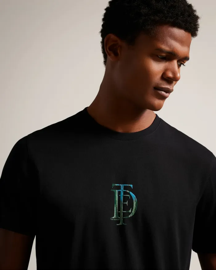 Men ACHRAM 8211 Short Sleeve Regular Fit Logo TShirt Black Ted Baker Tops