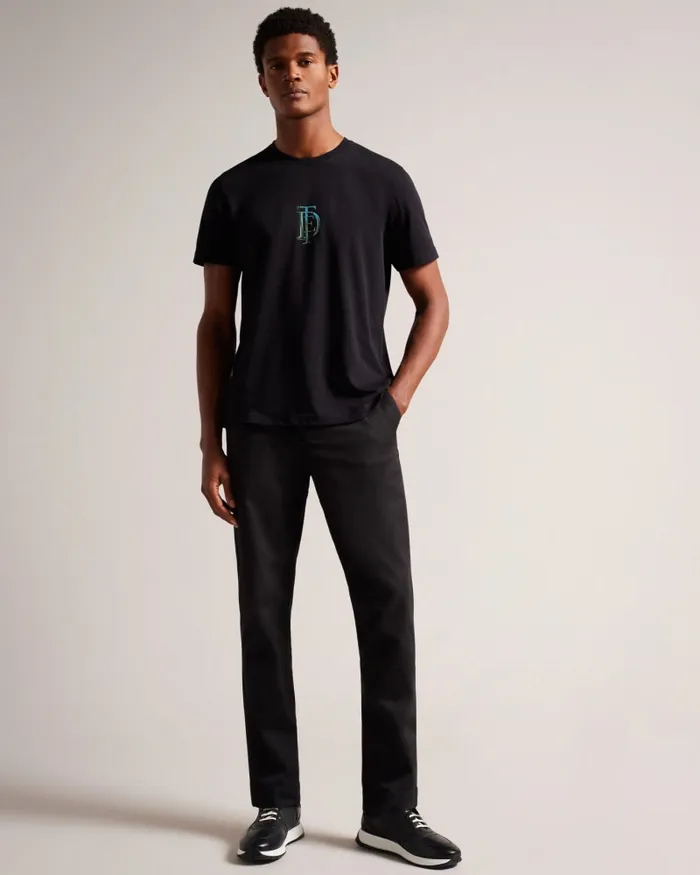 Men ACHRAM 8211 Short Sleeve Regular Fit Logo TShirt Black Ted Baker Tops