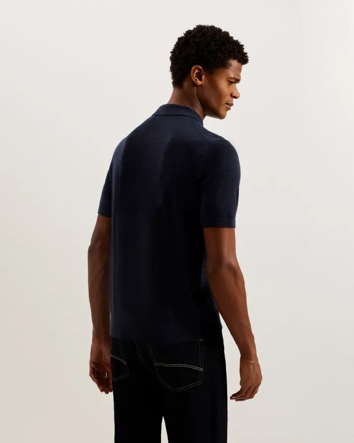 Men AMBLER 8211 Colour Block T Wool Polo Shirt Navy Ted Baker Jumpers and Knitwear