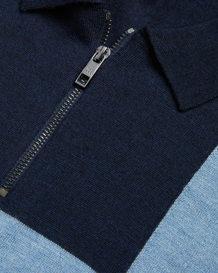 Men AMBLER 8211 Colour Block T Wool Polo Shirt Navy Ted Baker Jumpers and Knitwear
