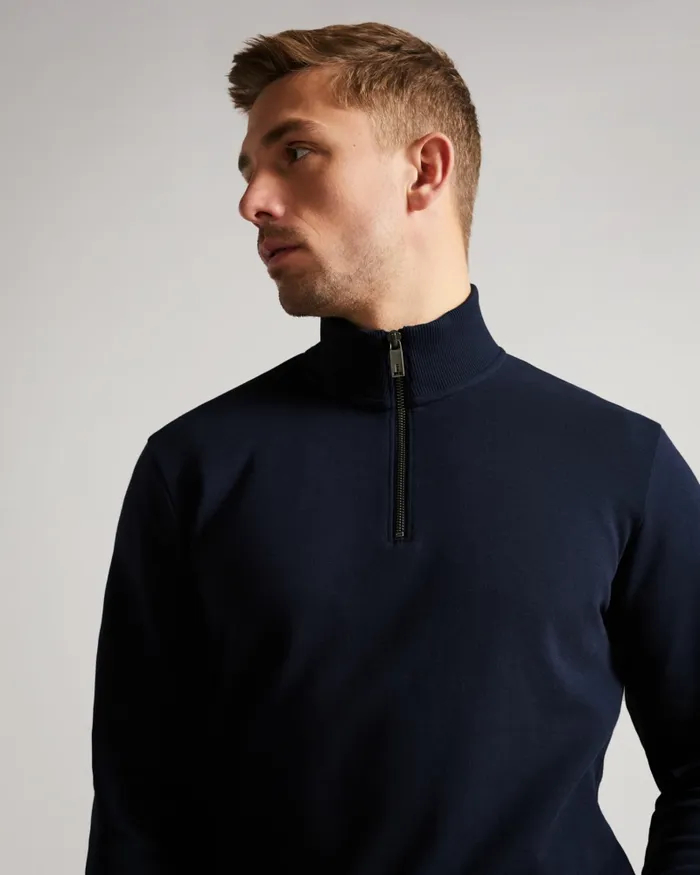 Men ANTRAM 8211 Long Sleeve Half Zip Funnel Neck Navy Ted Baker Tops Men ANTRAM 8211 Long Sleeve Half Zip Funnel Neck Navy Ted Baker Tops