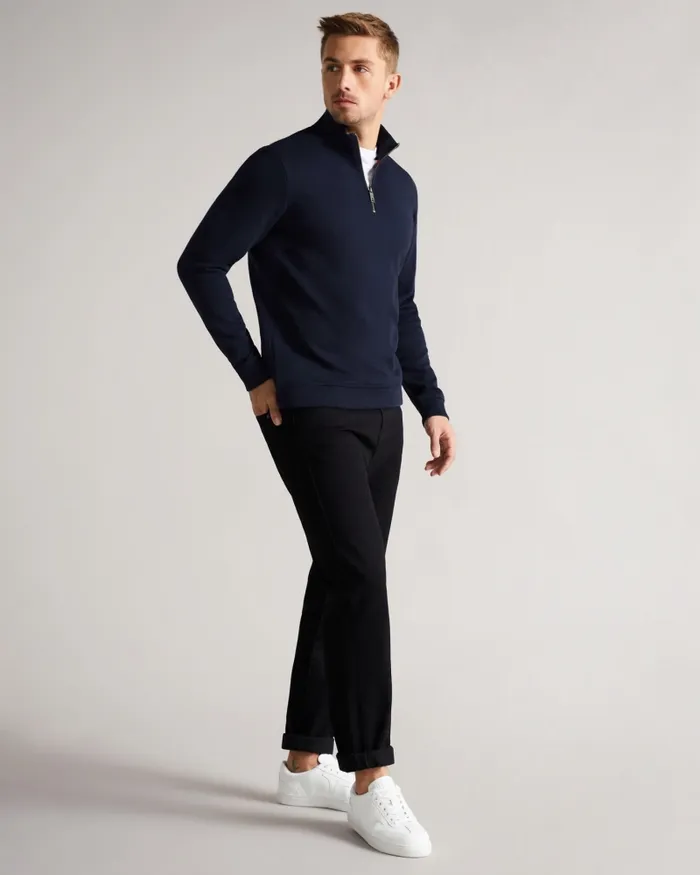 Men ANTRAM 8211 Long Sleeve Half Zip Funnel Neck Navy Ted Baker Tops Men ANTRAM 8211 Long Sleeve Half Zip Funnel Neck Navy Ted Baker Tops