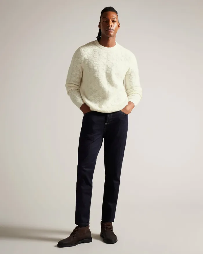 Men ATCHET 8211 Wool Blend Cable Knit Jumper Ecru Ted Baker Jumpers and Knitwear Men ATCHET 8211 Wool Blend Cable Knit Jumper Ecru Ted Baker Jumpers and Knitwear