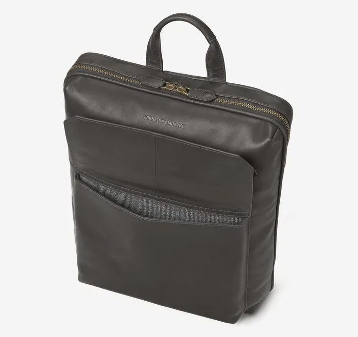 Men Backpacks and Briefcases Johnston and Murphy Rhodes Commuter Backpack Black Full Grain
