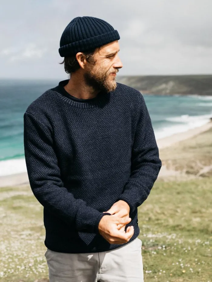 Men Barents Jumper Indigo Finisterre Knitwear