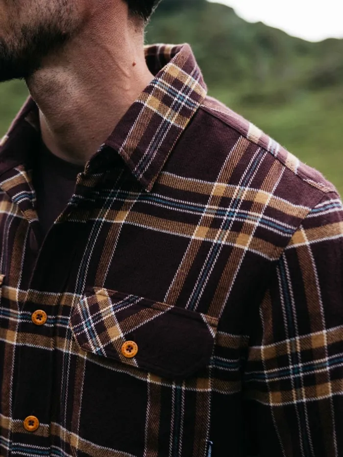 Men Beardsmore Shirt Black Cherry Check Finisterre Shirts