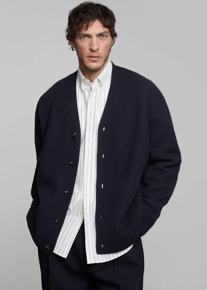 Men Beck Wool Cardigan 8211 Navy The Frankie Shop Knitwear
