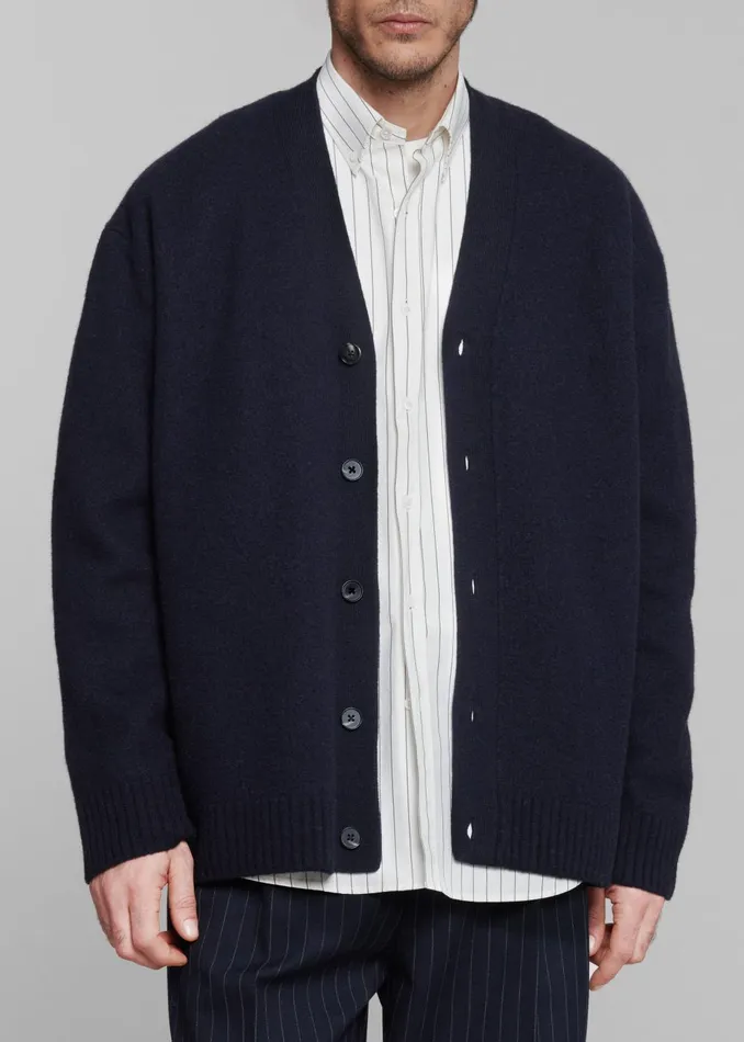 Men Beck Wool Cardigan 8211 Navy The Frankie Shop Knitwear