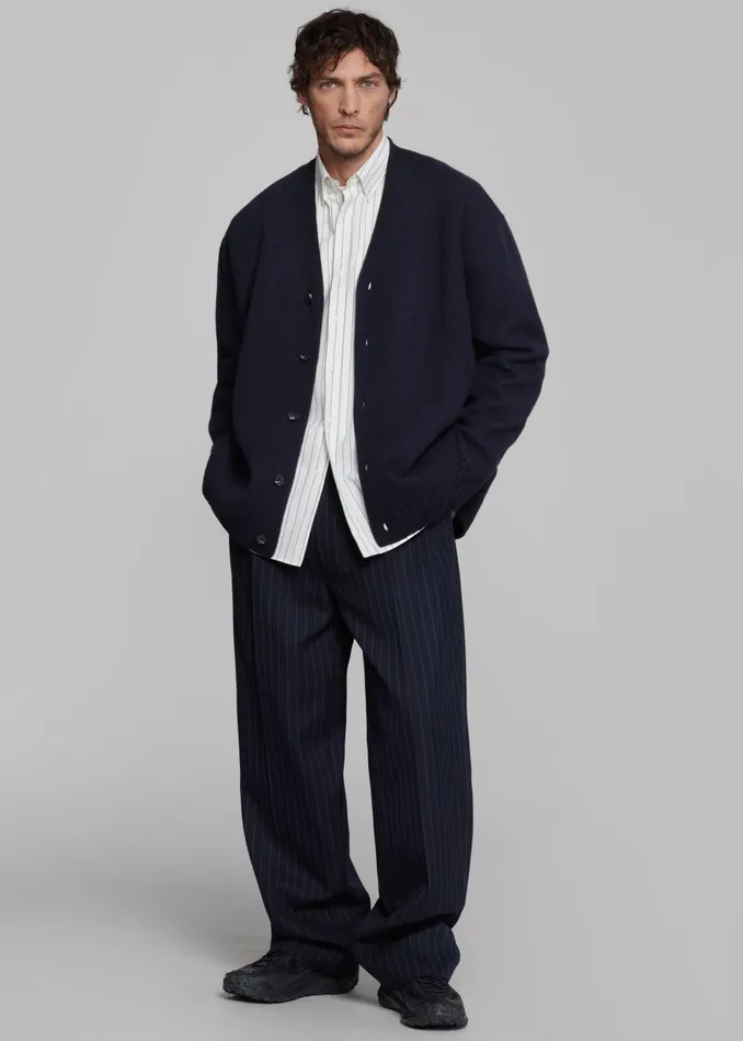 Men Beck Wool Cardigan 8211 Navy The Frankie Shop Knitwear