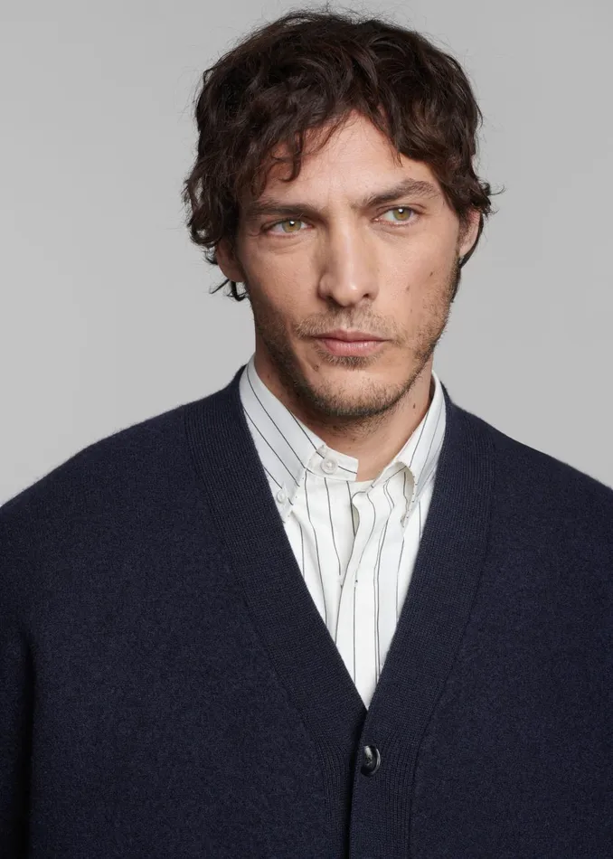 Men Beck Wool Cardigan 8211 Navy The Frankie Shop Knitwear