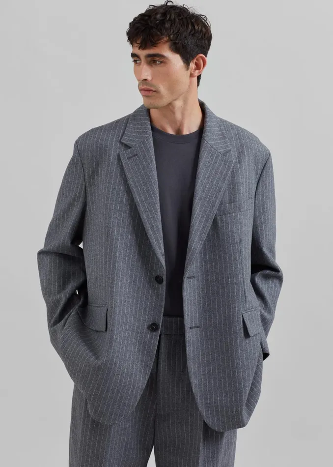 Men Beo Blazer 8211 GreyWhite Pinstripe The Frankie Shop Outerwear