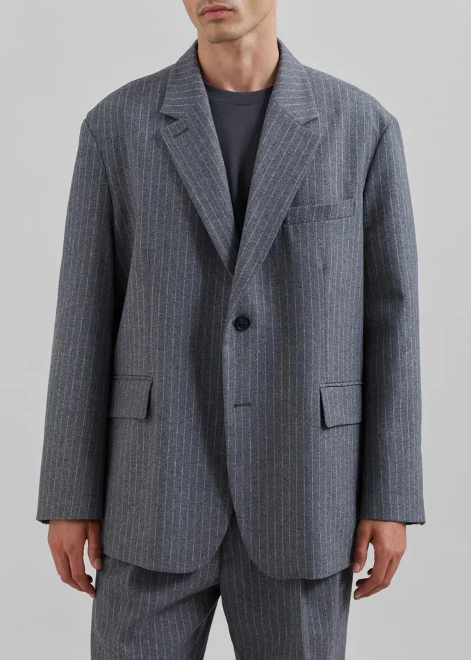 Men Beo Blazer 8211 GreyWhite Pinstripe The Frankie Shop Outerwear