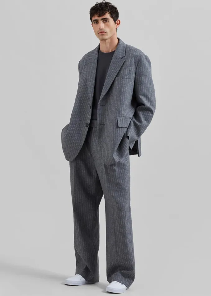 Men Beo Blazer 8211 GreyWhite Pinstripe The Frankie Shop Outerwear