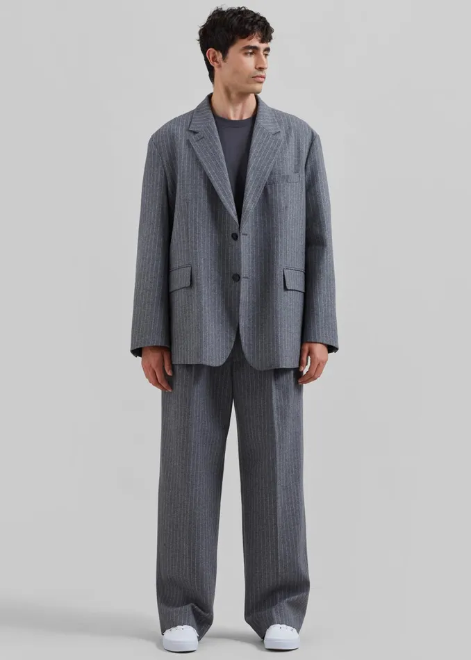 Men Beo Blazer 8211 GreyWhite Pinstripe The Frankie Shop Outerwear