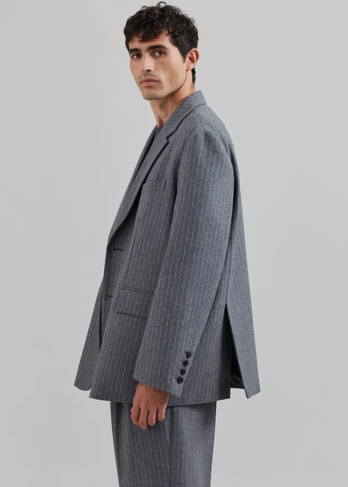 Men Beo Blazer 8211 GreyWhite Pinstripe The Frankie Shop Outerwear