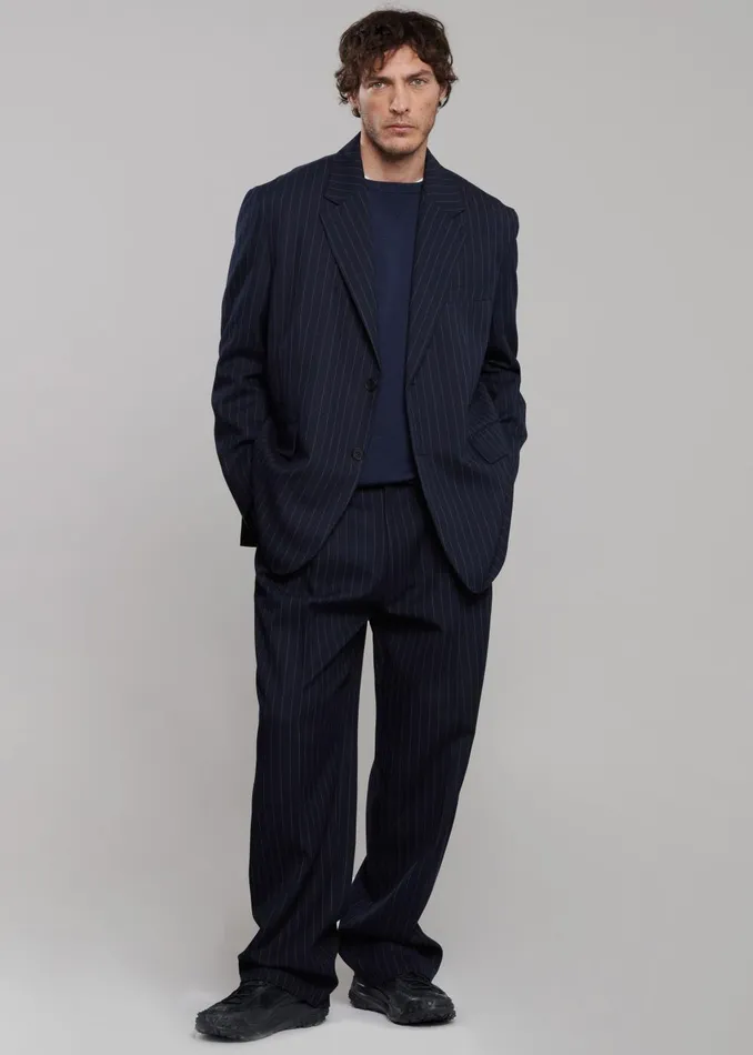 Men Beo Suit Pants 8211 NavyWhite Pinstripe The Frankie Shop Bottoms