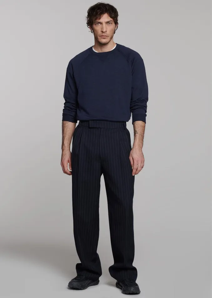 Men Beo Suit Pants 8211 NavyWhite Pinstripe The Frankie Shop Bottoms