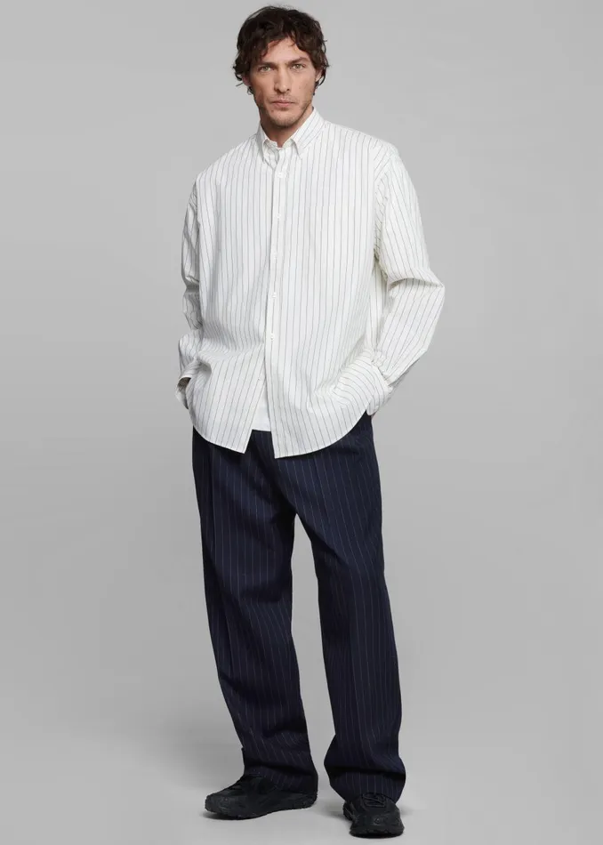 Men Beo Suit Pants 8211 NavyWhite Pinstripe The Frankie Shop Bottoms