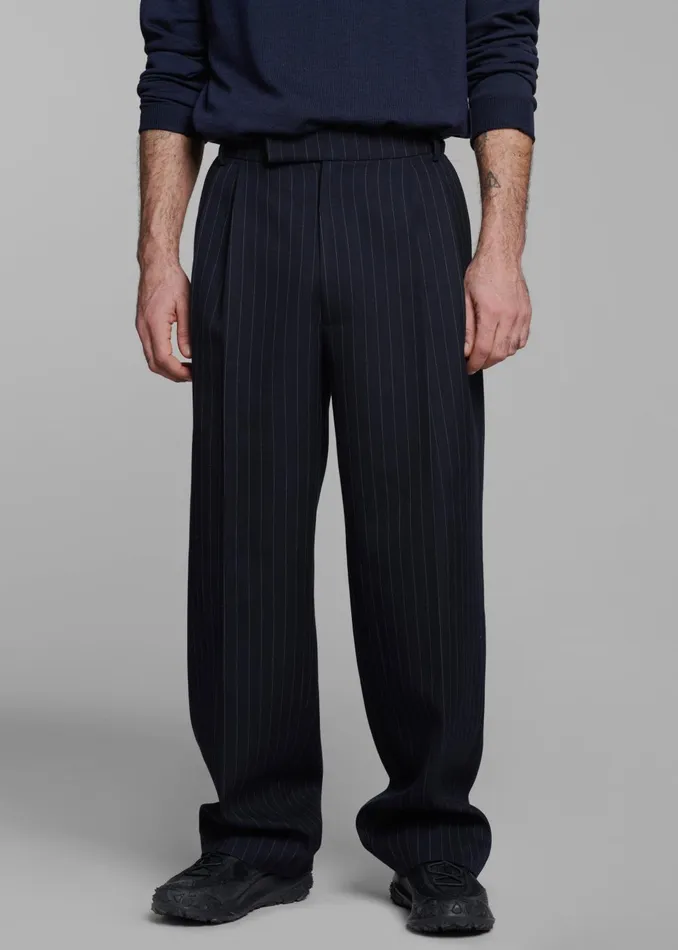 Men Beo Suit Pants 8211 NavyWhite Pinstripe The Frankie Shop Bottoms