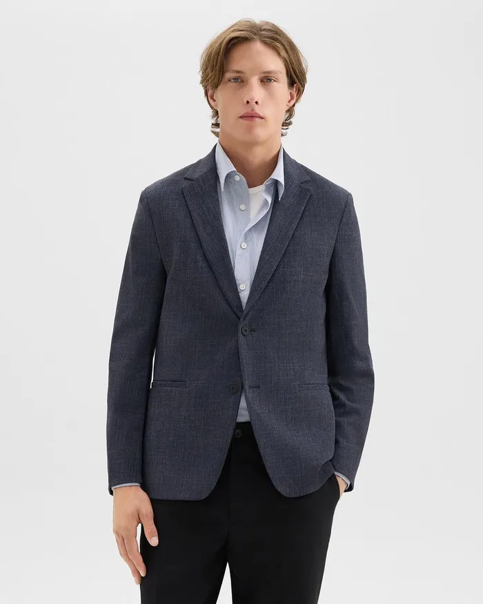 Men Blazers Jackets Theory Clinton Blazer In Herringbone Precision Ponte Baltic Melange