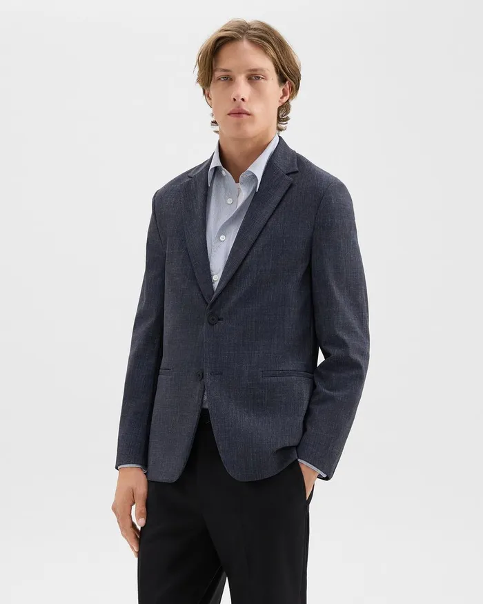 Men Blazers Jackets Theory Clinton Blazer In Herringbone Precision Ponte Baltic Melange