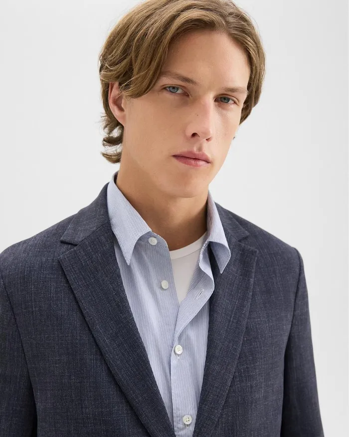 Men Blazers Jackets Theory Clinton Blazer In Herringbone Precision Ponte Baltic Melange