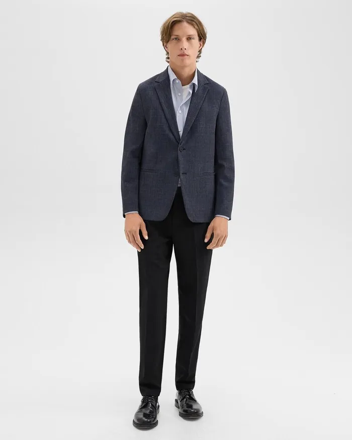 Men Blazers Jackets Theory Clinton Blazer In Herringbone Precision Ponte Baltic Melange