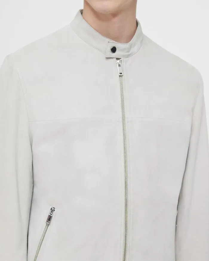 Men Blazers Jackets Theory Wynmore Moto Jacket In Suede Sand