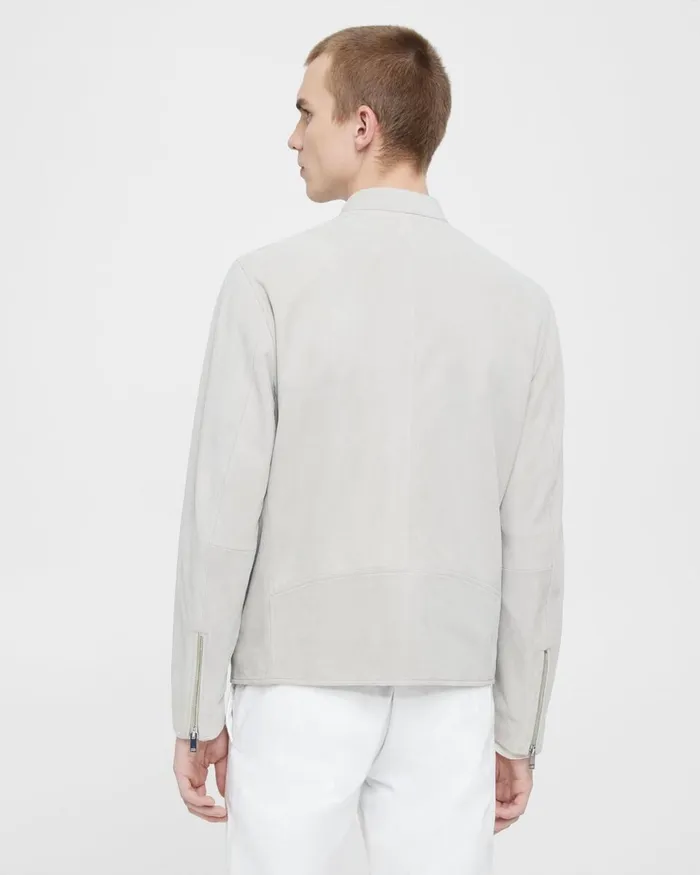Men Blazers Jackets Theory Wynmore Moto Jacket In Suede Sand