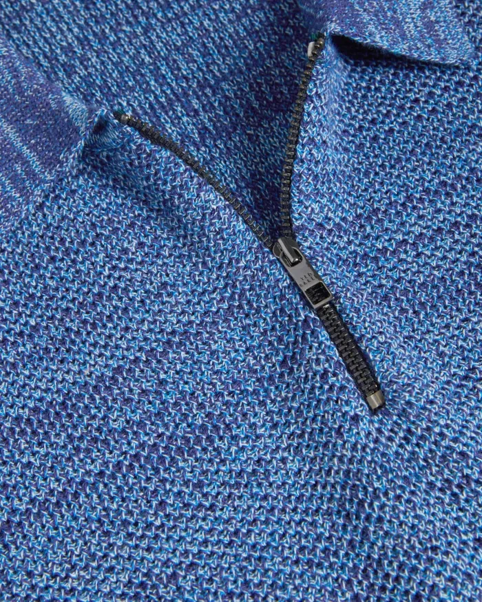 Men BLOSSAM 8211 Short Sleeve Zip Polo Shirt Blue Ted Baker Jumpers and Knitwear Men BLOSSAM 8211 Short Sleeve Zip Polo Shirt Blue Ted Baker Jumpers and Knitwear