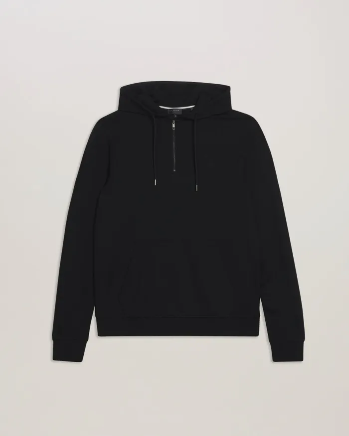 Men CAPROE 8211 Long Sleeve Zip Neck Hoodie Black Ted Baker Tops