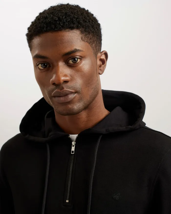 Men CAPROE 8211 Long Sleeve Zip Neck Hoodie Black Ted Baker Tops Men CAPROE 8211 Long Sleeve Zip Neck Hoodie Black Ted Baker Tops