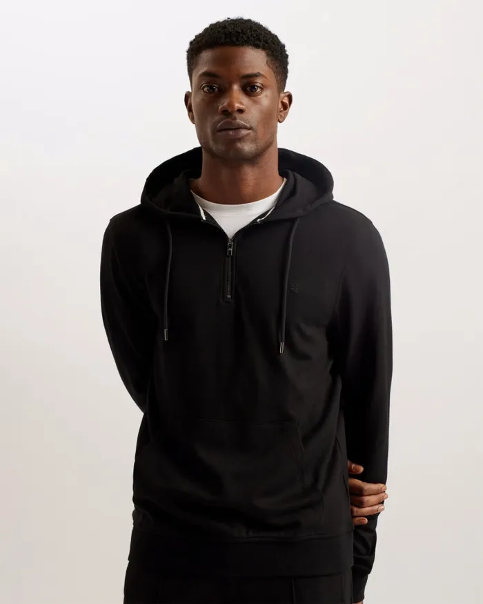 Men CAPROE 8211 Long Sleeve Zip Neck Hoodie Black Ted Baker Tops Men CAPROE 8211 Long Sleeve Zip Neck Hoodie Black Ted Baker Tops