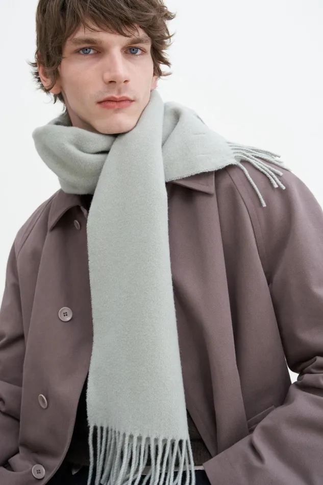 Men Cashmere Blend Scarf Faded Moss Filippa K Hats and Scarves