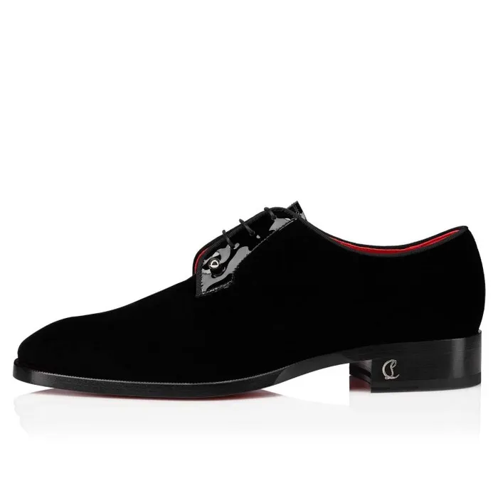Men Chambeliss Laceups 8211 Velvet And Patent Calf 8211 Black Christian Louboutin Buckles and Laceups