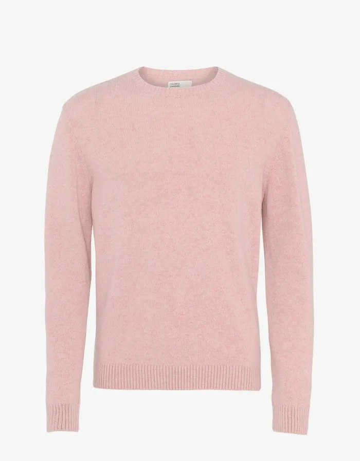 Men Classic Merino Wool Crew Faded Pink Colorful Standard Knit Sweaters
