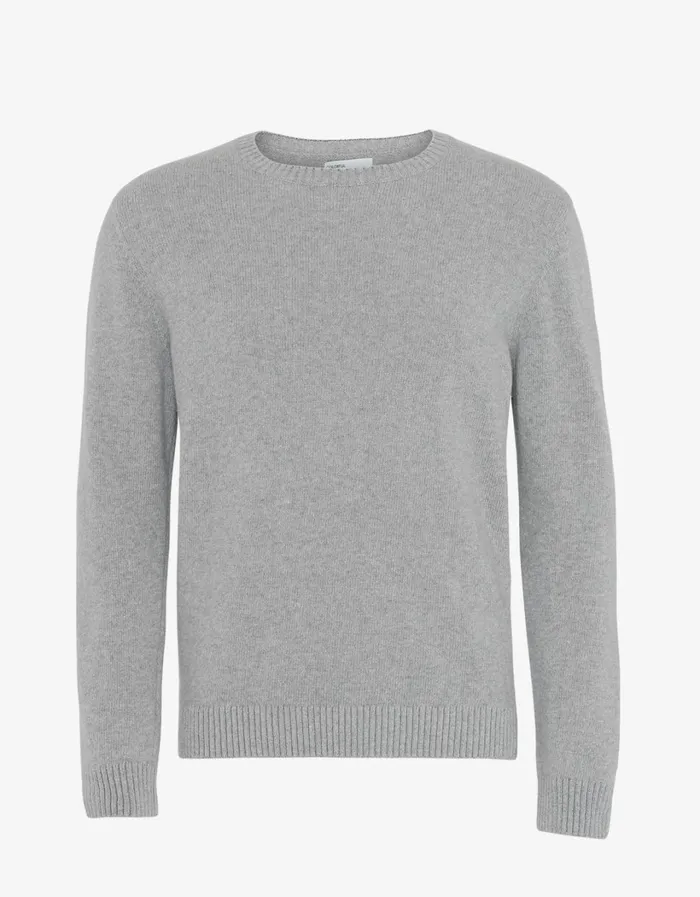 Men Classic Merino Wool Crew Heather Grey Colorful Standard Knit Sweaters
