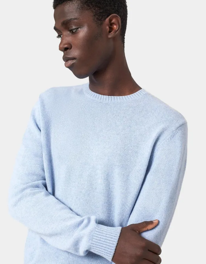 Men Classic Merino Wool Crew Lava Grey Colorful Standard Knit Sweaters