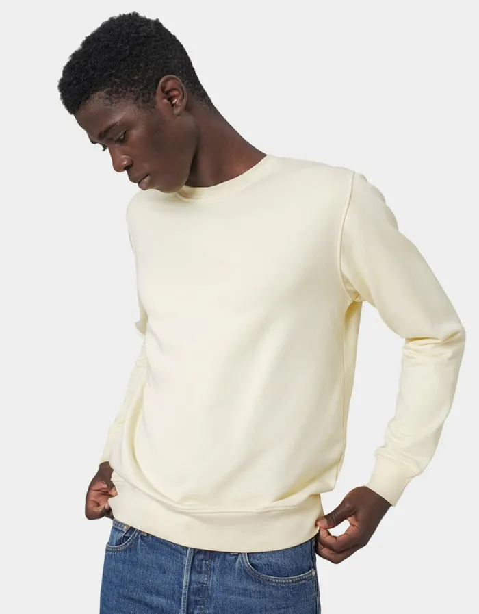 Men Classic Organic Crew Emerald Green Colorful Standard Crewneck Sweatshirts