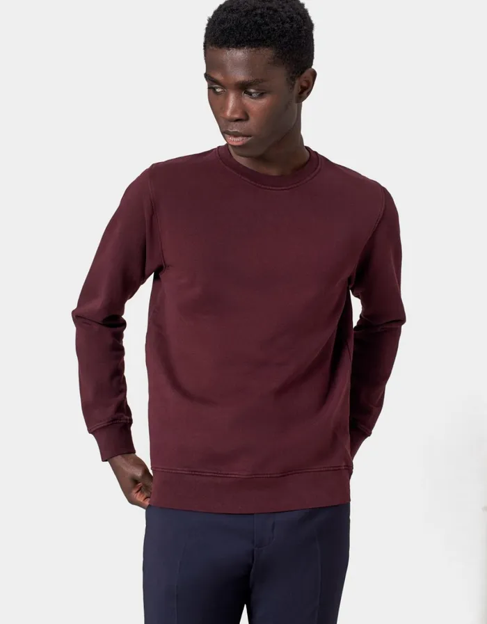 Men Classic Organic Crew Oxblood Red Colorful Standard Crewneck Sweatshirts