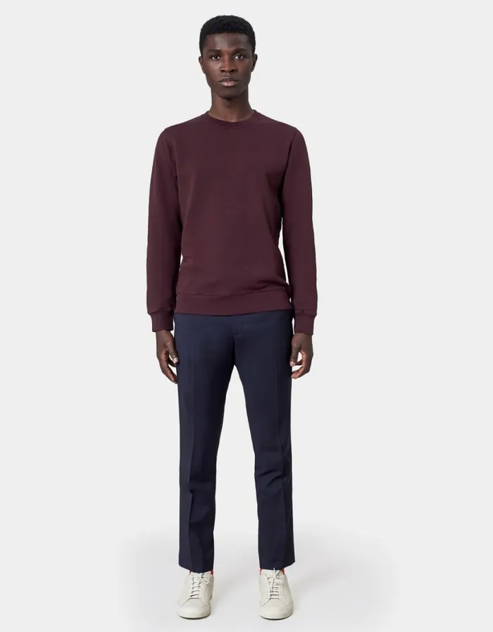 Men Classic Organic Crew Oxblood Red Colorful Standard Crewneck Sweatshirts