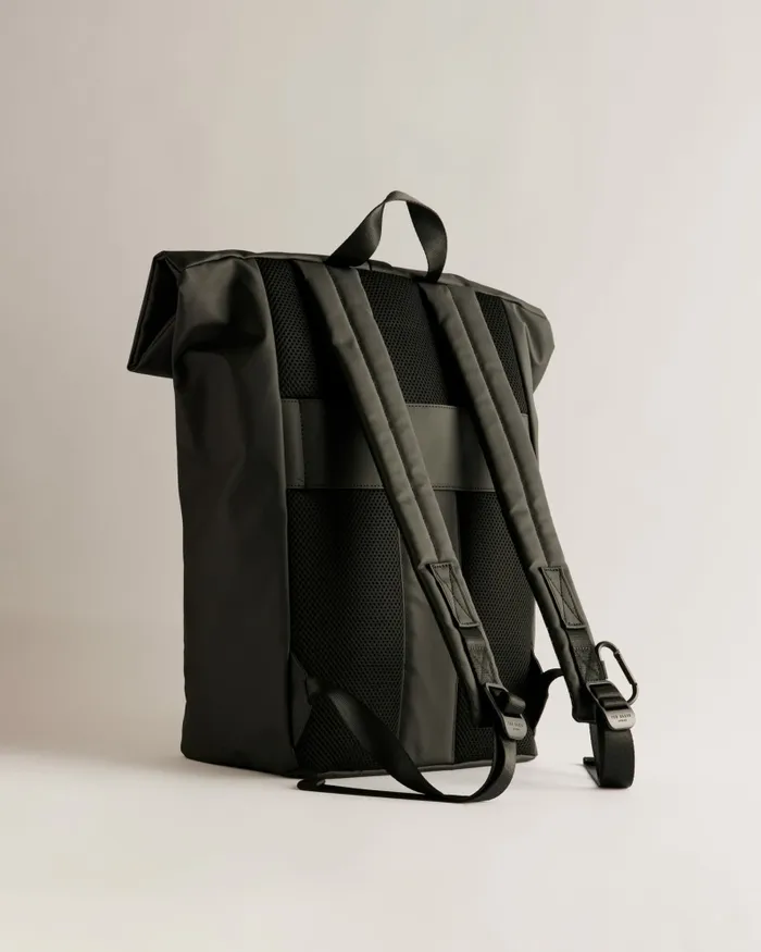 Men CLIME 8211 Rubberised Rolltop Backpack Jetblack Ted Baker Backpacks