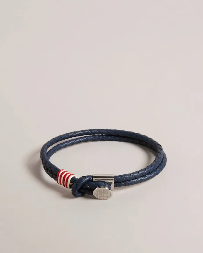 Men COEN 8211 Woven Leather Double Strap Bracelet Navy Ted Baker Watches and Jewellery Men COEN 8211 Woven Leather Double Strap Bracelet Navy Ted Baker Watches and Jewellery