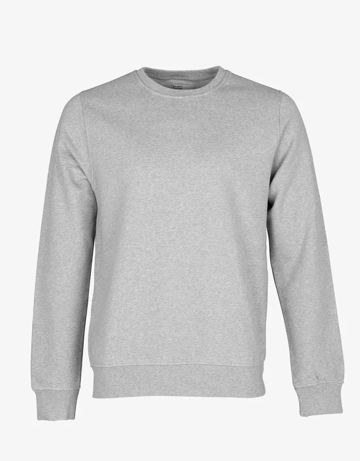 Men Colorfulstandard Classic Organic Crew 8211 Heather Grey Crewneck Sweatshirts